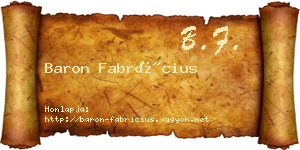 Baron Fabrícius névjegykártya
